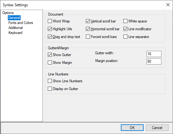 Syntax settings